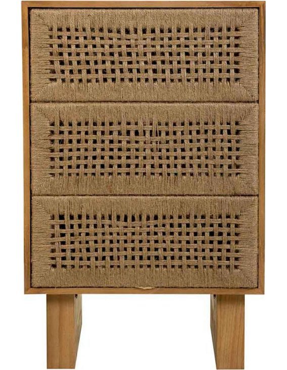 meuble nuit trois tiroirs bois et corde design chaleureux