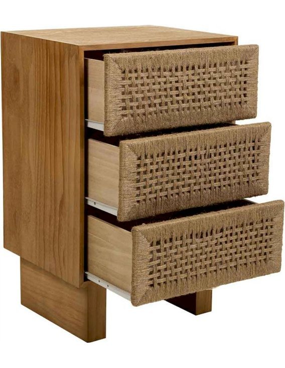 petite table de nuit bois et corde rangement pratique