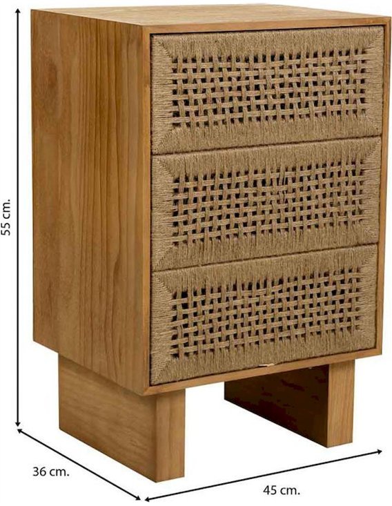 table d appoint chambre bois tiroirs corde tressée déco