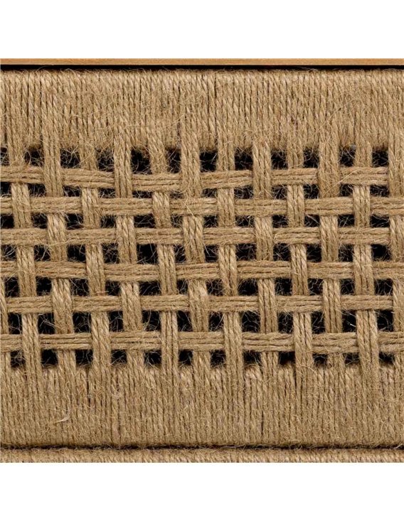 Table de chevet bois et corde tressée trois tiroirs élégante