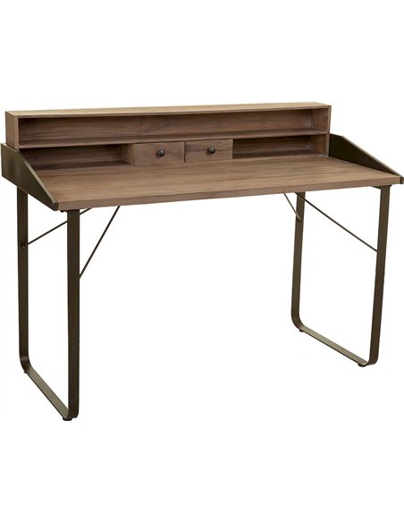 bureau bois métal style industriel avec tiroirs