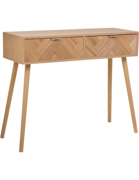console bois naturel deux tiroirs design contemporain entrée
