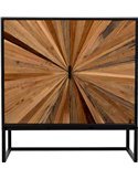 buffet design bois métal motif soleil pour intérieur moderne