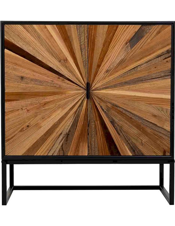 buffet design bois métal motif soleil pour intérieur moderne