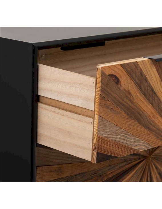 commode bois métal design moderne avec motif rayonnant