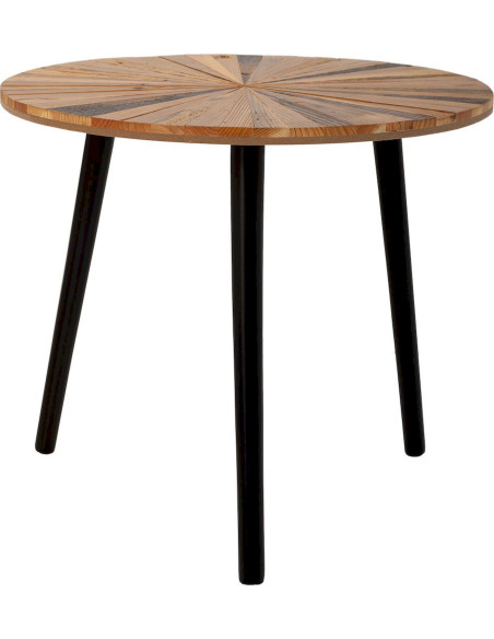 table dappoint ronde bois et métal noir design contemporain