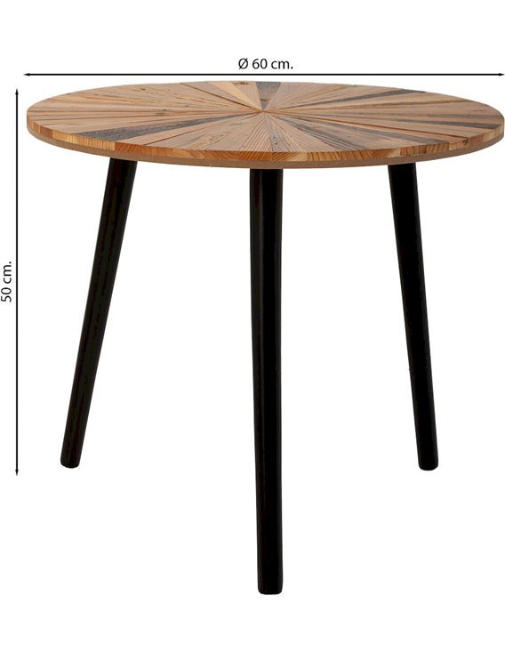 petite table salon bois et métal noir élégante