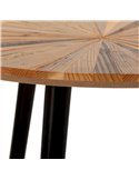 table de salon ronde bois plateau design métal noir