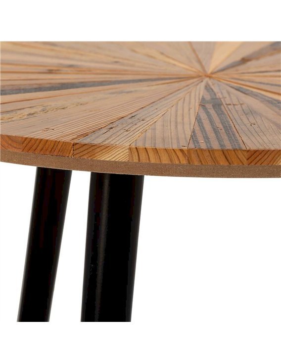 table de salon ronde bois plateau design métal noir