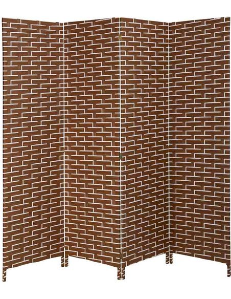 paravent décoratif en papier tressé blanc marron élégant