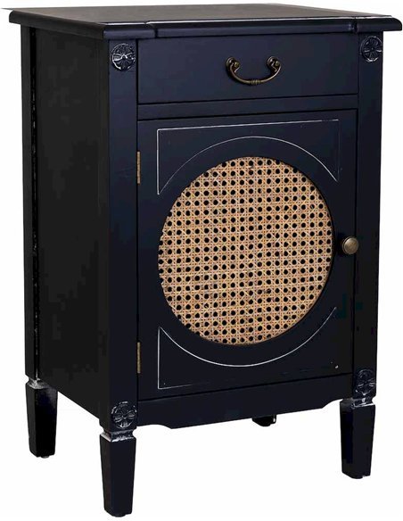 chevet art déco bois noir tiroir porte élégant