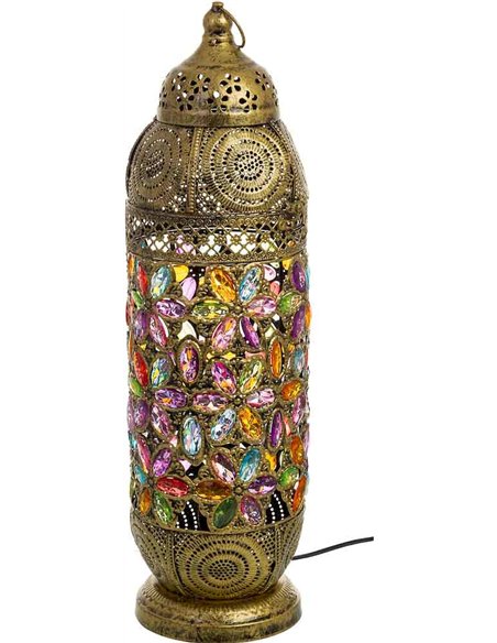 lampe orientale en métal et verre coloré multicolore