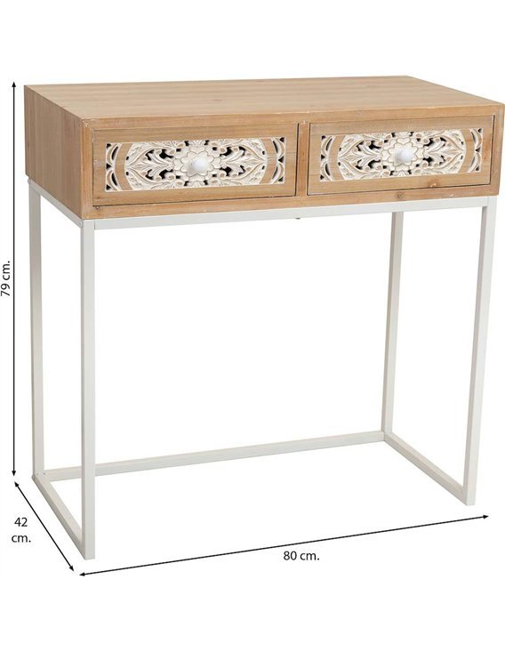 console tiroirs sculptés bois blanc tendance contemporaine