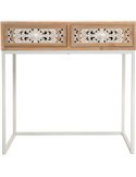 console décorative bois blanc métal pour entrée chic