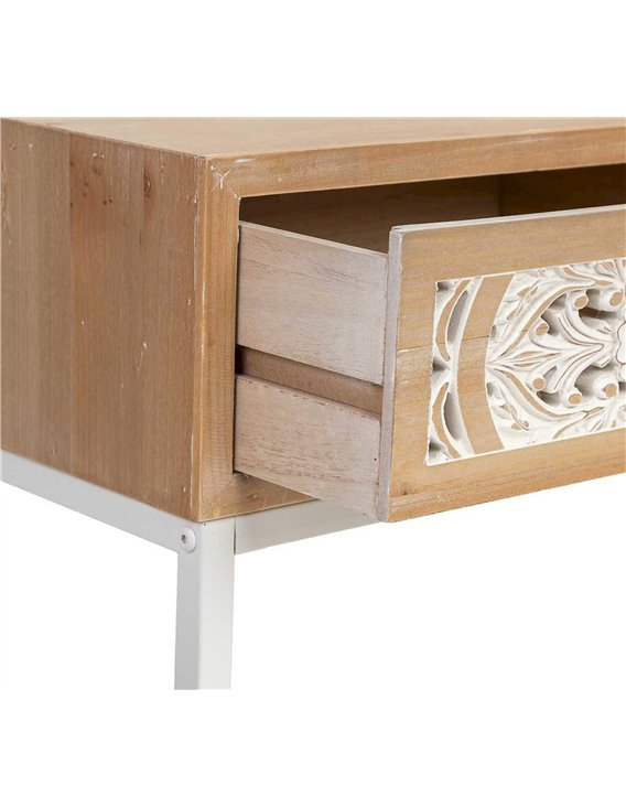 console entrée contemporaine bois sculpté blanc