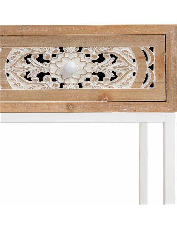 console bois métal blanc deux tiroirs style contemporain