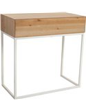 Console d entrée contemporaine bois et métal blanc deux tiroirs