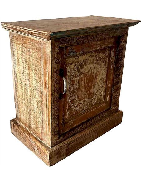 table de chevet artisanale bois vieilli style rustique