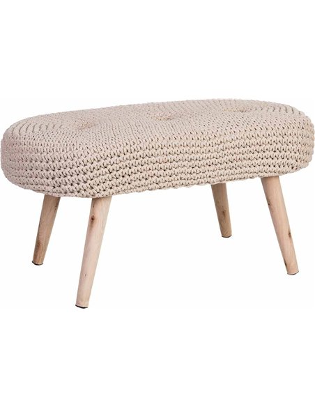 banquette bois clair assise coton tressé beige élégance naturelle