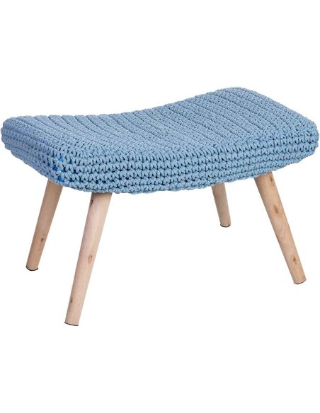 banquette en bois bleu assise coton tressé élégante