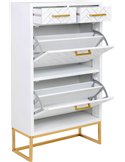 armoire à chaussures blanche pieds dorés moderne