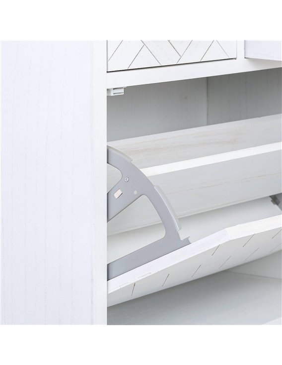 meuble de rangement chaussures bois blanc doré chic