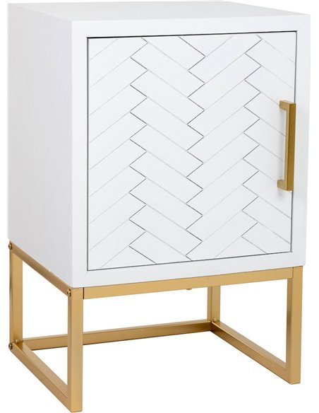 table de chevet bois blanc doré design contemporain