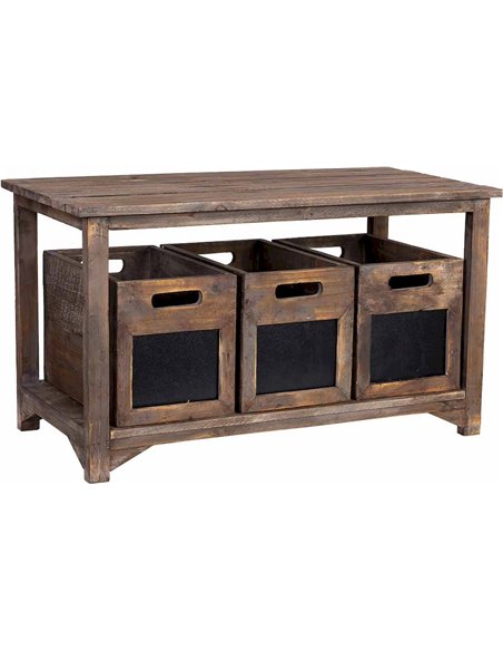 banc en bois avec tiroirs pour rangement entrée