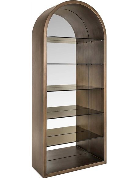 vitrine design dorée en verre pour salon élégant