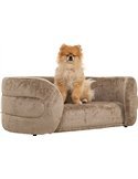 canapé pour chien en tissu taupe tendance et confortable