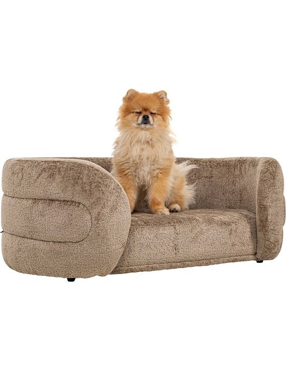 canapé pour chien en tissu taupe tendance et confortable