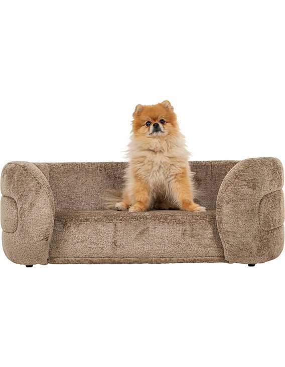 Lit pour chien en chenille taupe confort et élégance