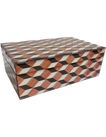 boîte de rangement graphique multicolore élégante pour salon