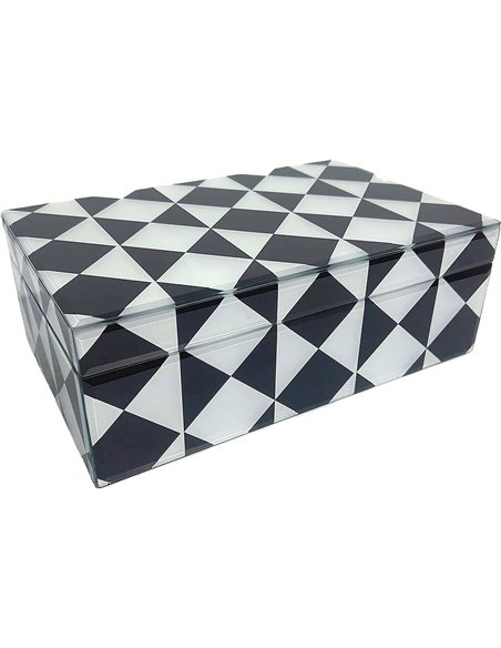 boîte de rangement verre noire et blanche élégante