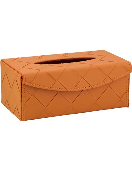 boîte à mouchoirs orange en cuir PU décoratif
