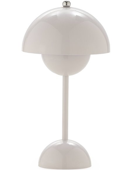 Lampe de table portable LED blanc chrome ambiance design