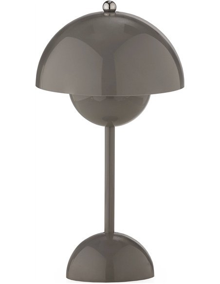 Lampe de table portable LED design gris chrome ambiance modulable