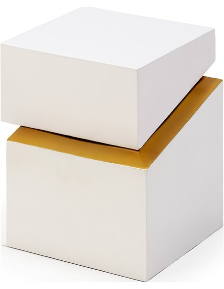 table d’appoint design métal blanc doré style contemporain chic