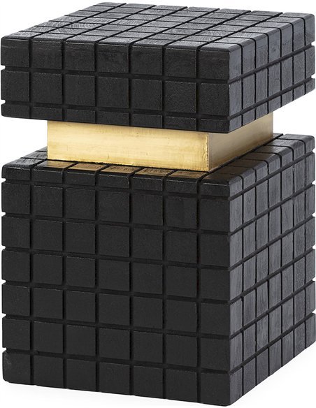 Table dappoint en bois de manguier et métal noir doré design