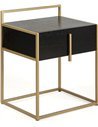 Table de chevet noir doré en bois de cèdre et métal design épuré