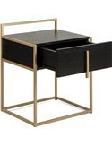 Table de chevet noir doré en bois de cèdre et métal design épuré