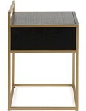 Table de chevet noir doré en bois de cèdre et métal design épuré