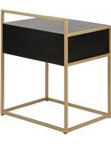 Table de chevet noir doré en bois de cèdre et métal design épuré