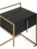 Table de chevet noir doré en bois de cèdre et métal design épuré