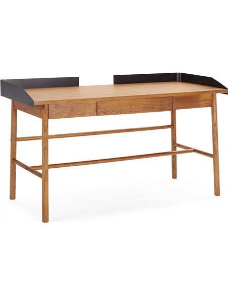 Bureau bois mindi naturel et métal noir style contemporain