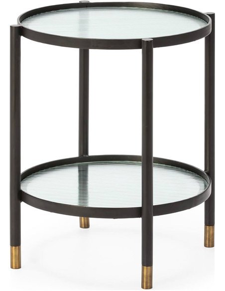 Table d'appoint verre et métal noir laiton style contemporain