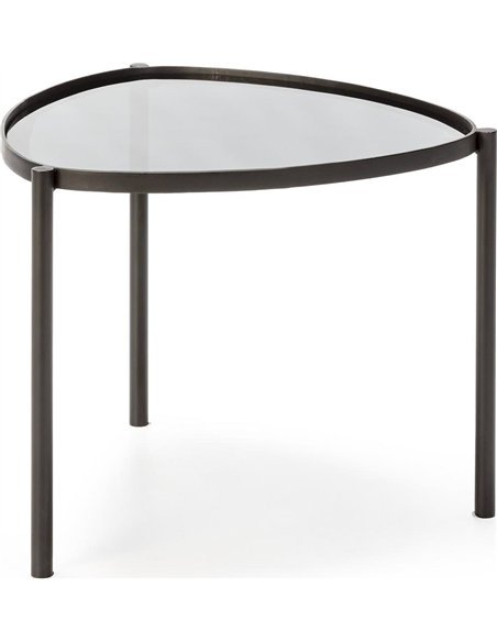 Table d'appoint élégante métal et verre noir design moderne