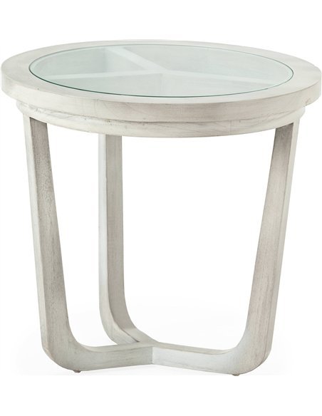 Table d'appoint bois de cèdre gris voilé avec plateau verre