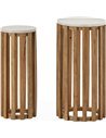 Table d’appoint bois de pin et marbre naturel blanc élégant