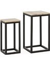 Table d'appoint bois épicéa et marbre travertin noir design